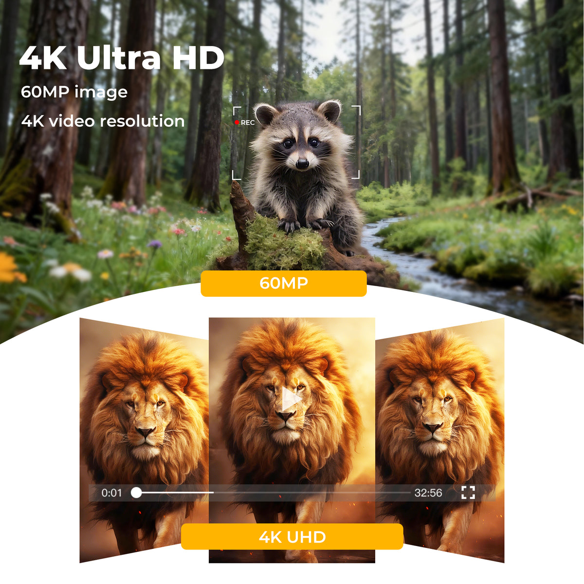 Solar Trail Camera 4k Dual Lens Wifi Bluetooth Night Vision 32gb Card | Camouflage