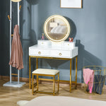 HOMCOM Dressing Table Set Vanity Desk With Led Mirror & Stool