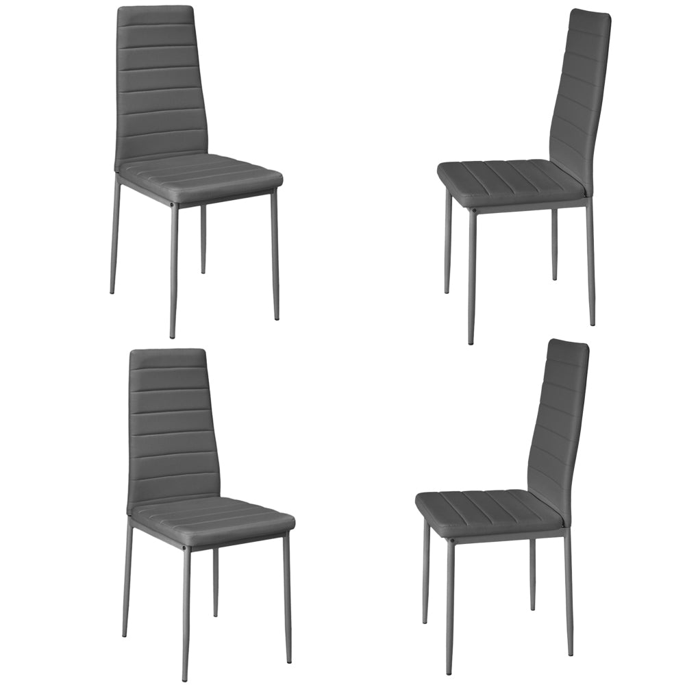 Set Of 4 Modern Faux Leather Armless High Back Dining Chairs | Set-of-4 | Grey