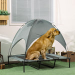Pawhut 122cm Elevated Dog Bed Cooling Raised Pet Cot Uv Protection Canopy | Gray