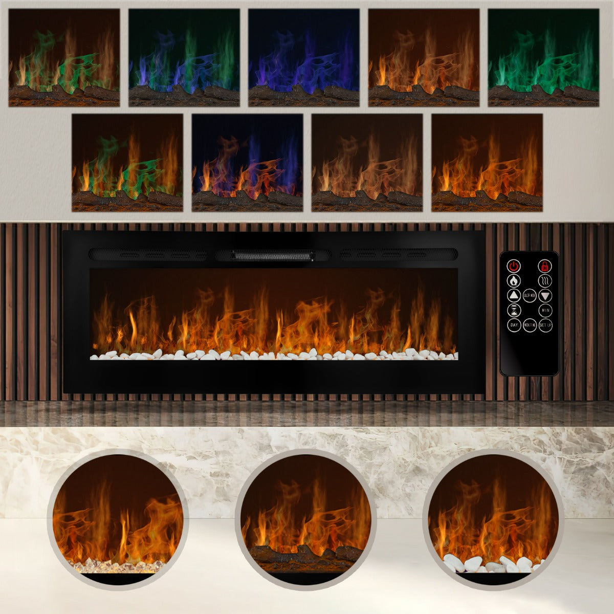 Electric Inset Fireplace | 50” | Black