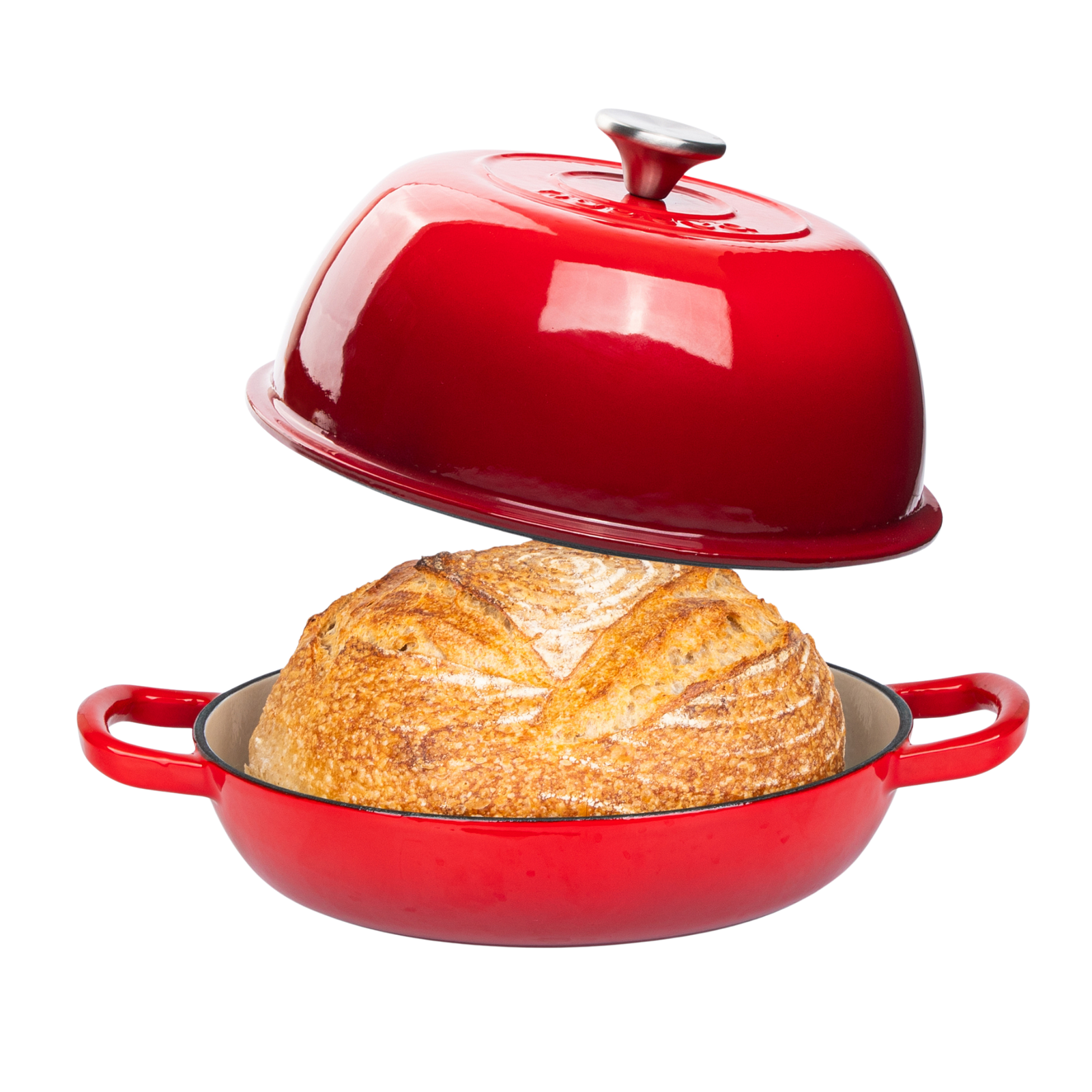 Enamelled Cast Iron Dutch Oven Bread Pot, 22cm (5.6l) | Red