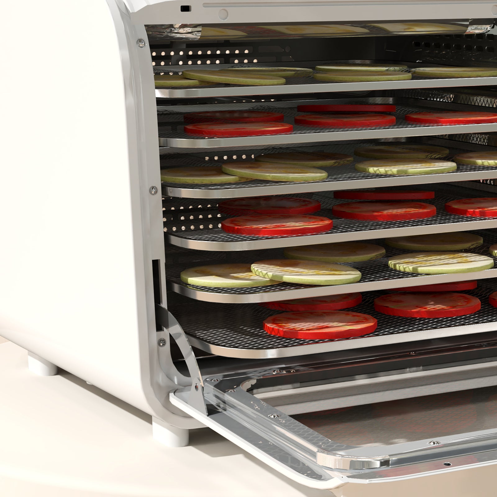 Food Dehydrator With 6 Stainless Steel Tray, For Fruit, Meat | One Size | White