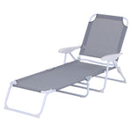 Folding Sun Beach Lounger W/ 4-level Backrest
