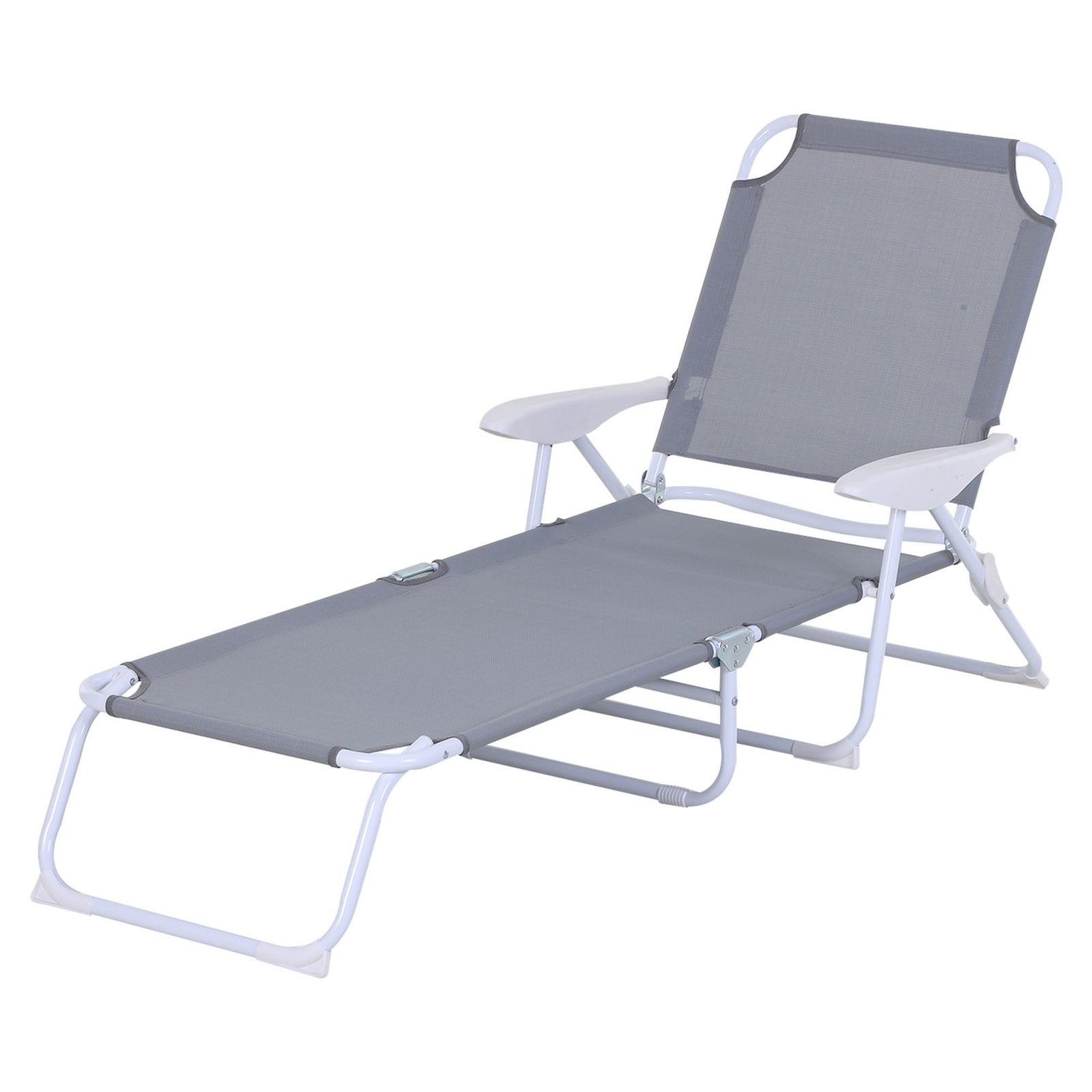 Folding Sun Beach Lounger W/ 4-level Backrest