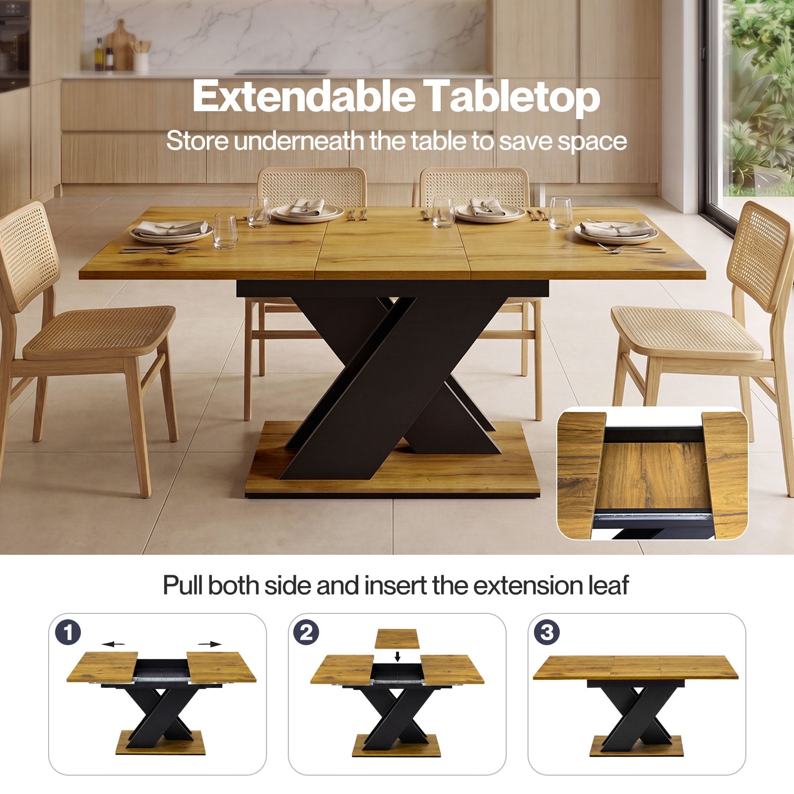 Extendable Dining Table Modern Extending Kitchen Dining Table 120-160cm