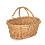 Medium Swing Handle Double Steamed Wicker Oval Shopping Basket | Brown