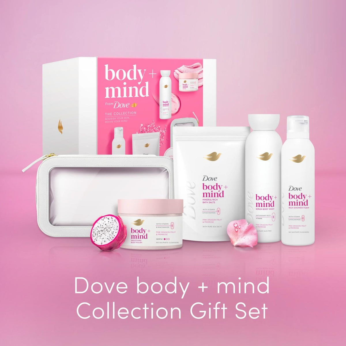 DOVE Body And Mind Collection Gift Set For Her With Bath Salts, 4pc