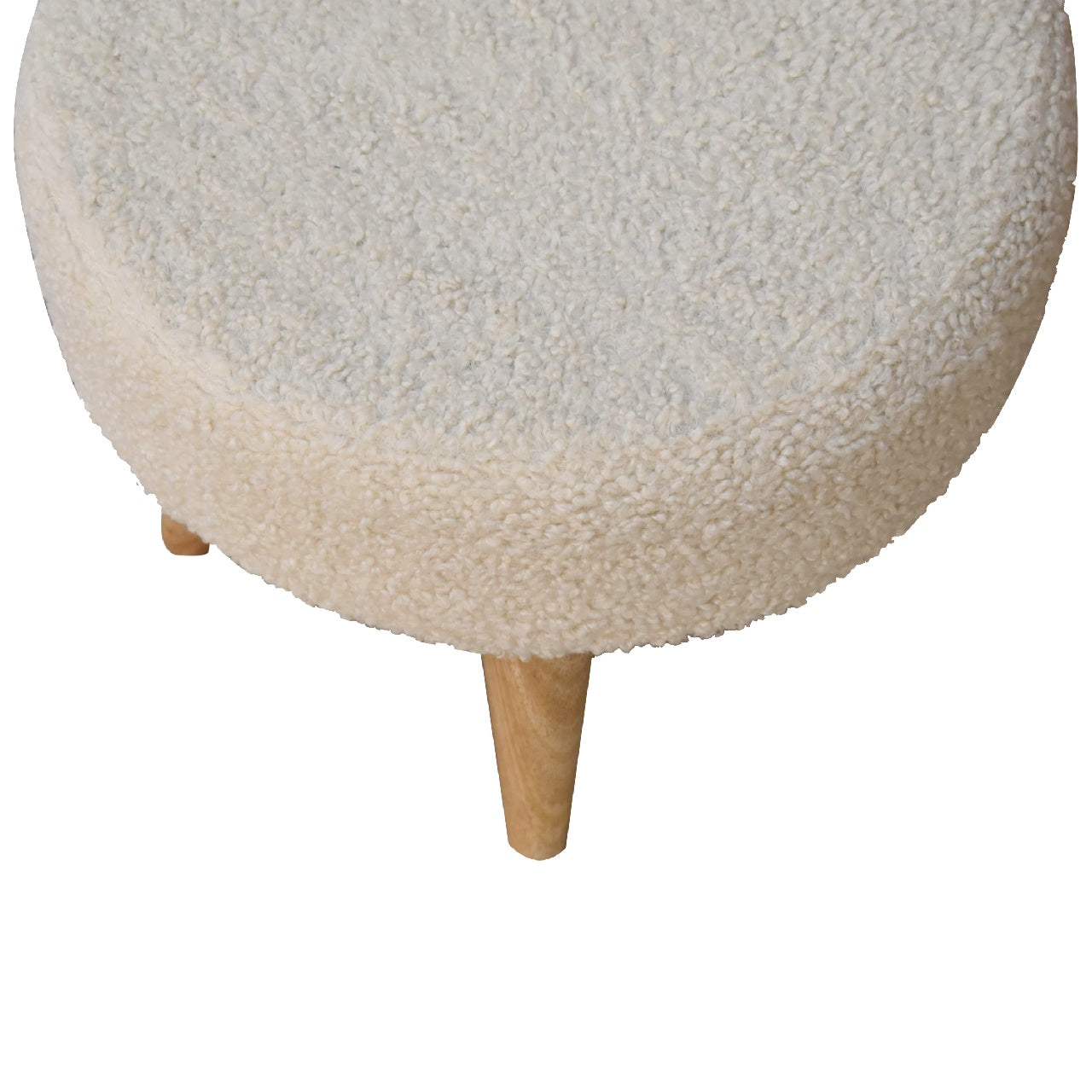 Solid Mango Wood Cream Boucle Petite Footstool