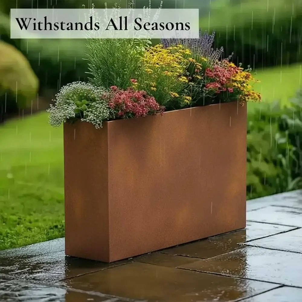 Long Zinc Galvanised Tall Trough Planter | 80cm x 25cm x 60cm | Copper