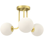 HOMCOM Light Fixture With 3-light Globe Shades, Modern Ceiling Light, Gold