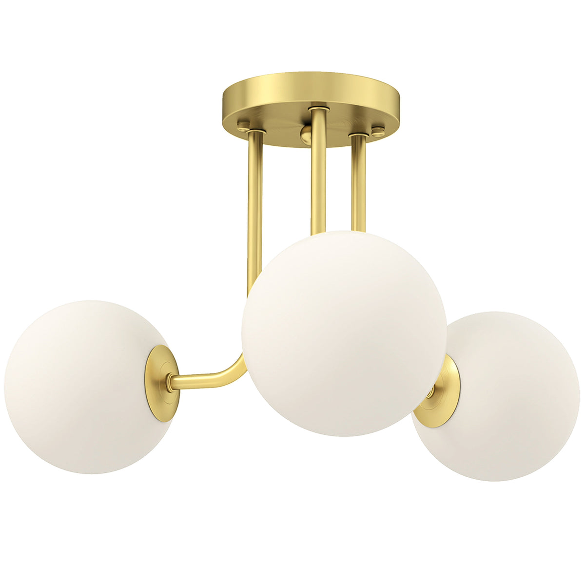 HOMCOM Light Fixture With 3-light Globe Shades, Modern Ceiling Light, Gold