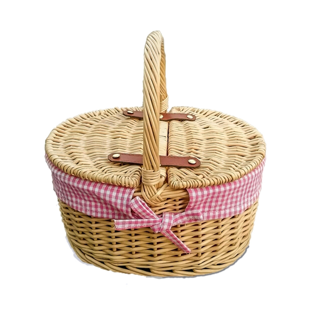 Wicker Childs Picnic Basket With Lining | Pink