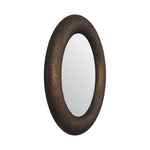 Solid Mango Wood Round Metallic Hammered Mirror
