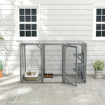 Wooden Cat House, 71" Catio Outdoor Cat Enclosure With 3 Platforms, Large Door