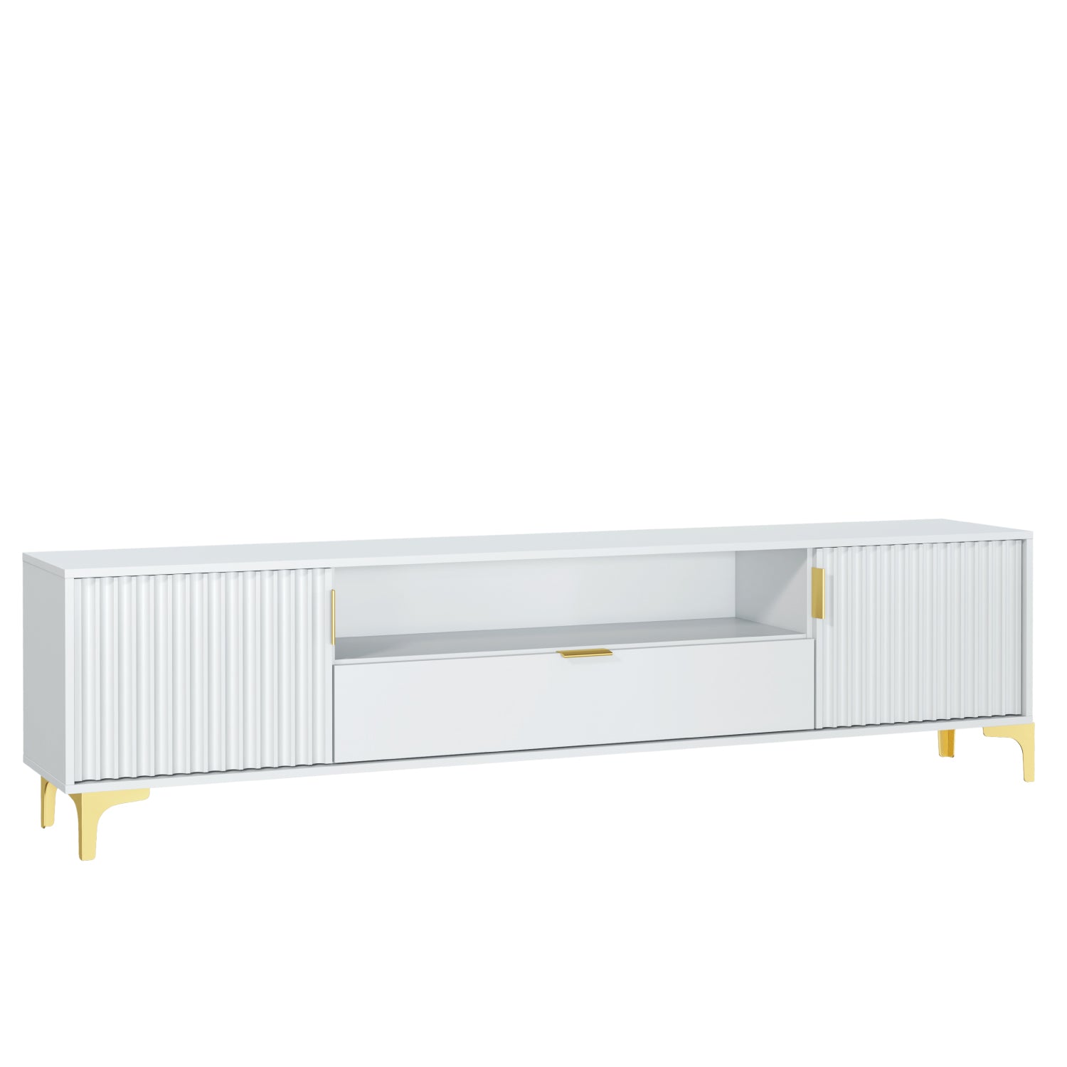 Tide Crest Gold Tv Unit 200cm - Fluted Design | White