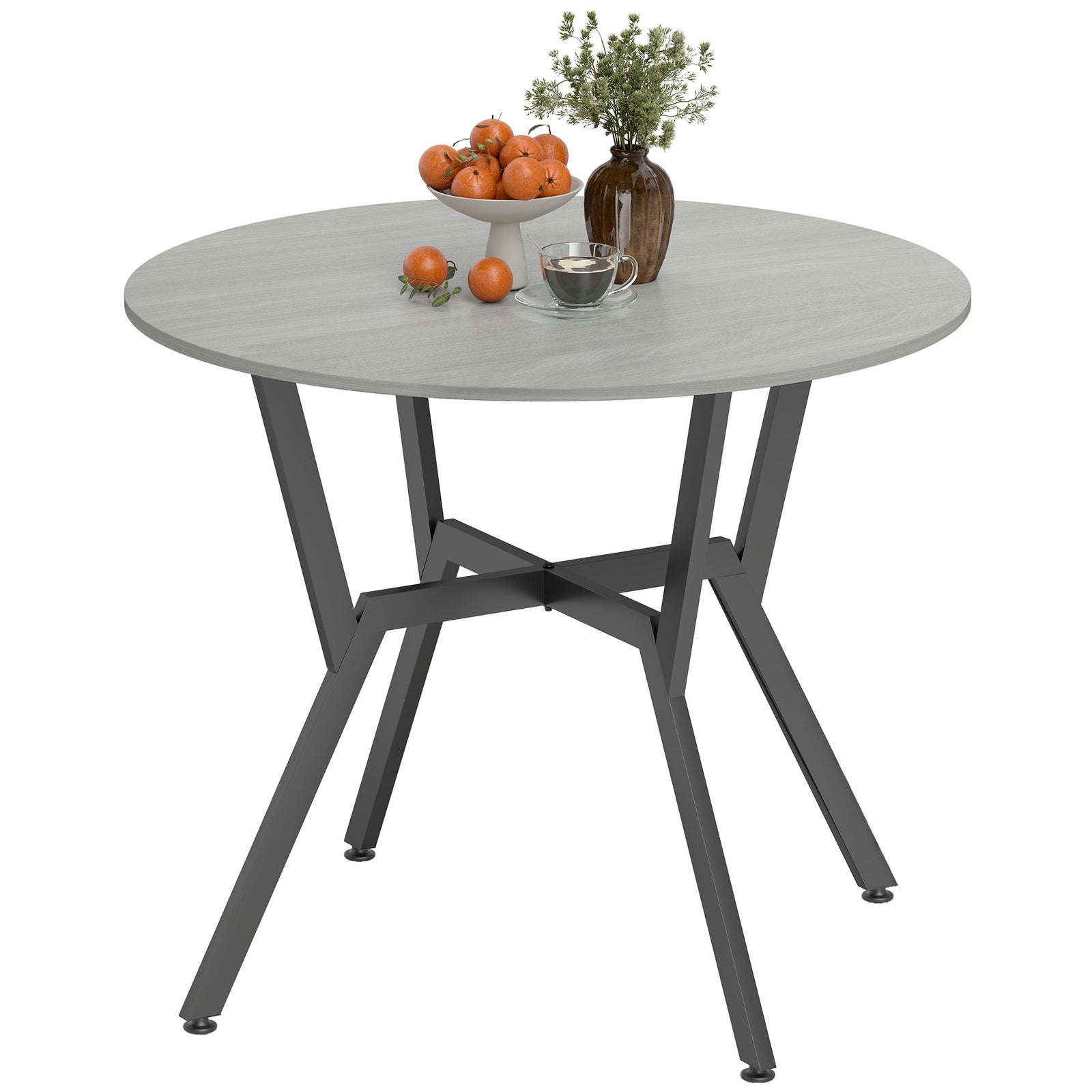 Small Kitchen Table With Black Steel Legs, Dining Table | Grey