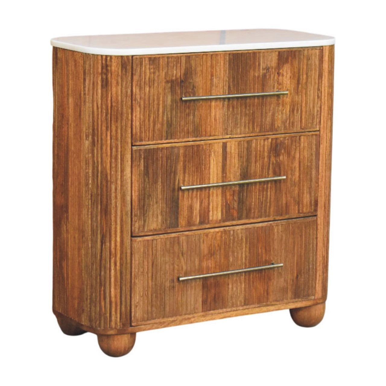 Beaumont Marble Chest, 3 Drawers, White and Beige | Brown