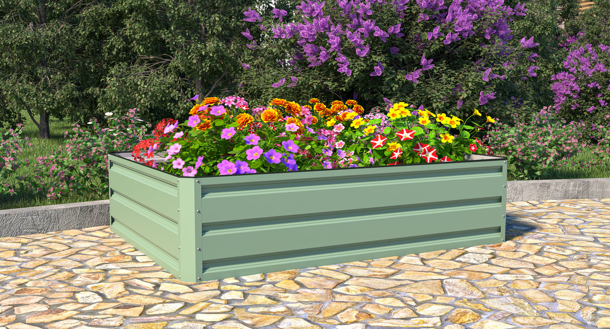 Metal Raised Garden Bed - Light Green | 120cm x 90cm