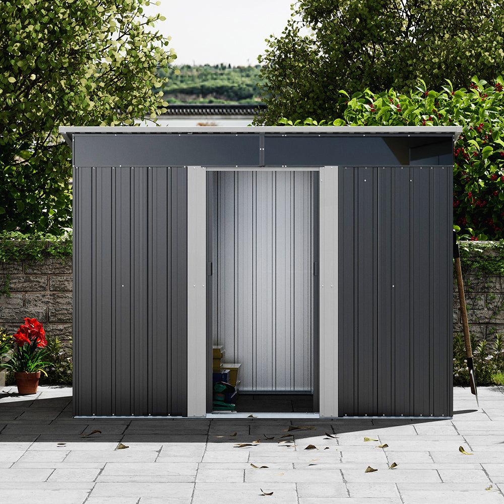 8.5x4ft Garden Metal Storage Shed With Lockable Sliding Doors