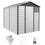9'x6' Galvanized Metal Garden Shed Tool Storage Shed Patio | Dark Gray