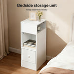 Bedside Tables Modern Nightstand White Storage Drawer Shelf For Bedroom | White