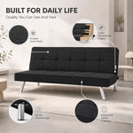 Britney Linen Sofa Bed 3 Seater | Black