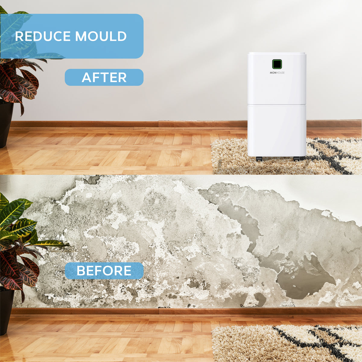 MONHOUSE 12l/day Digital Dehumidifier - Sleep Mode 24hr Timer Portable Quiet