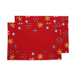 Cotton Christmas Red Snowflake Pack Of 2 Placemats