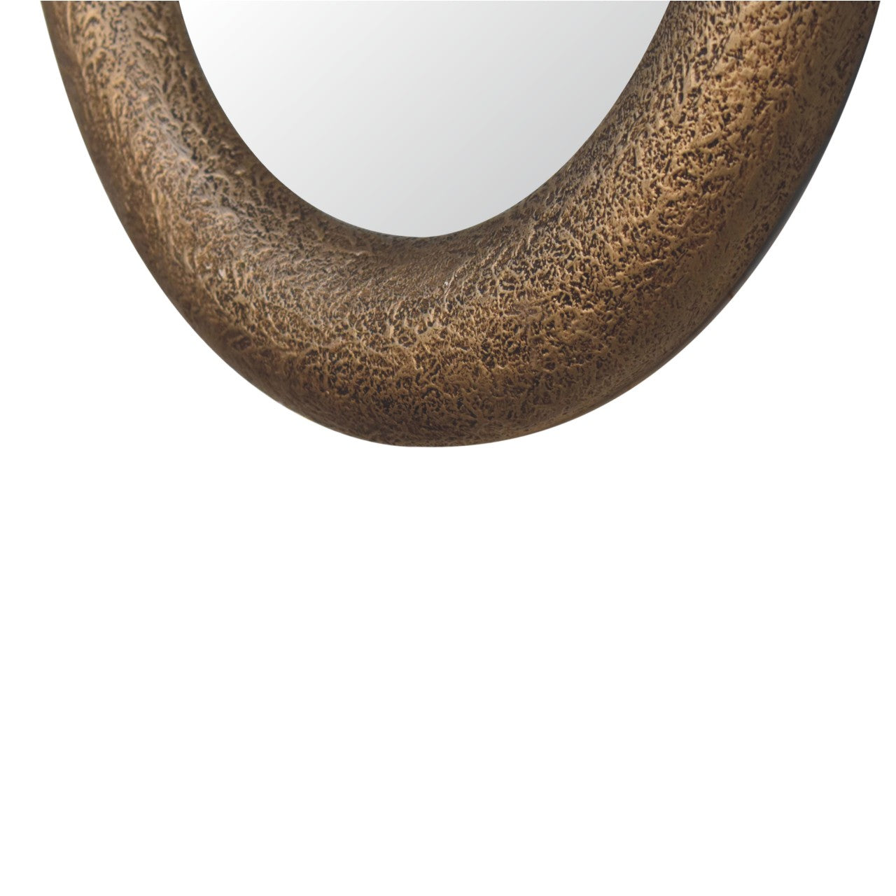 Solid Mango Wood Round Metallic Hammered Mirror