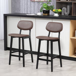 Breakfast Bar Stools Set W/ Pu Leather Wood | Brown
