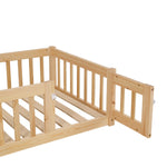 Natural Pine Wood House-140cm X 70cm Shaped Children’s Bed Frame With Guardrails