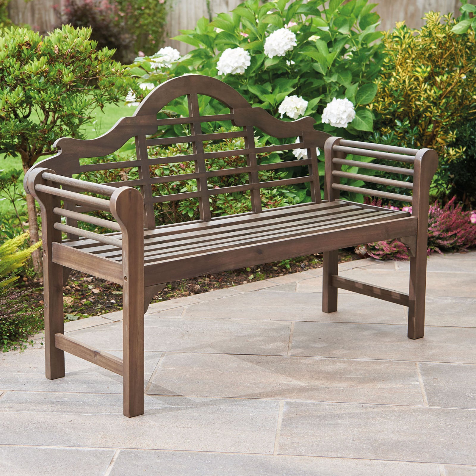 Lutyens Style Acacia Garden Bench | Chestnut