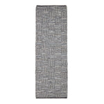 Black & White Real Leather Handwoven Striped Block Check Rug | 200cm | Black & White