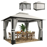 3 X 3.6 M Outdoor Garden Gazebo With Netting, Curtains | Light Grey