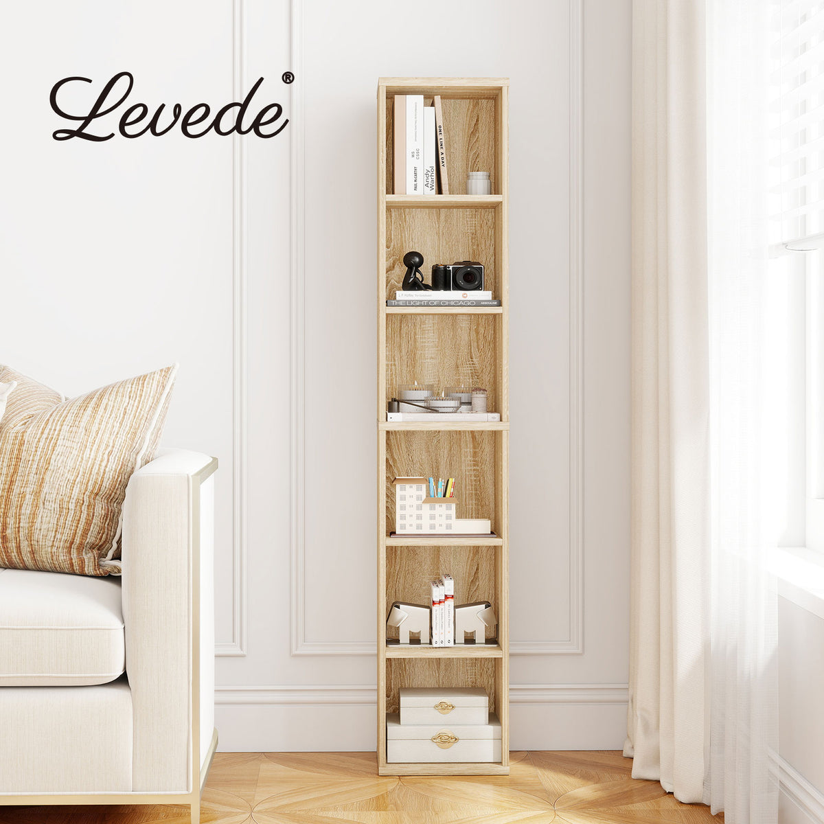 Bookcases Book Shelf Shelving Storage Unit Slim Wood Office Home | Brown