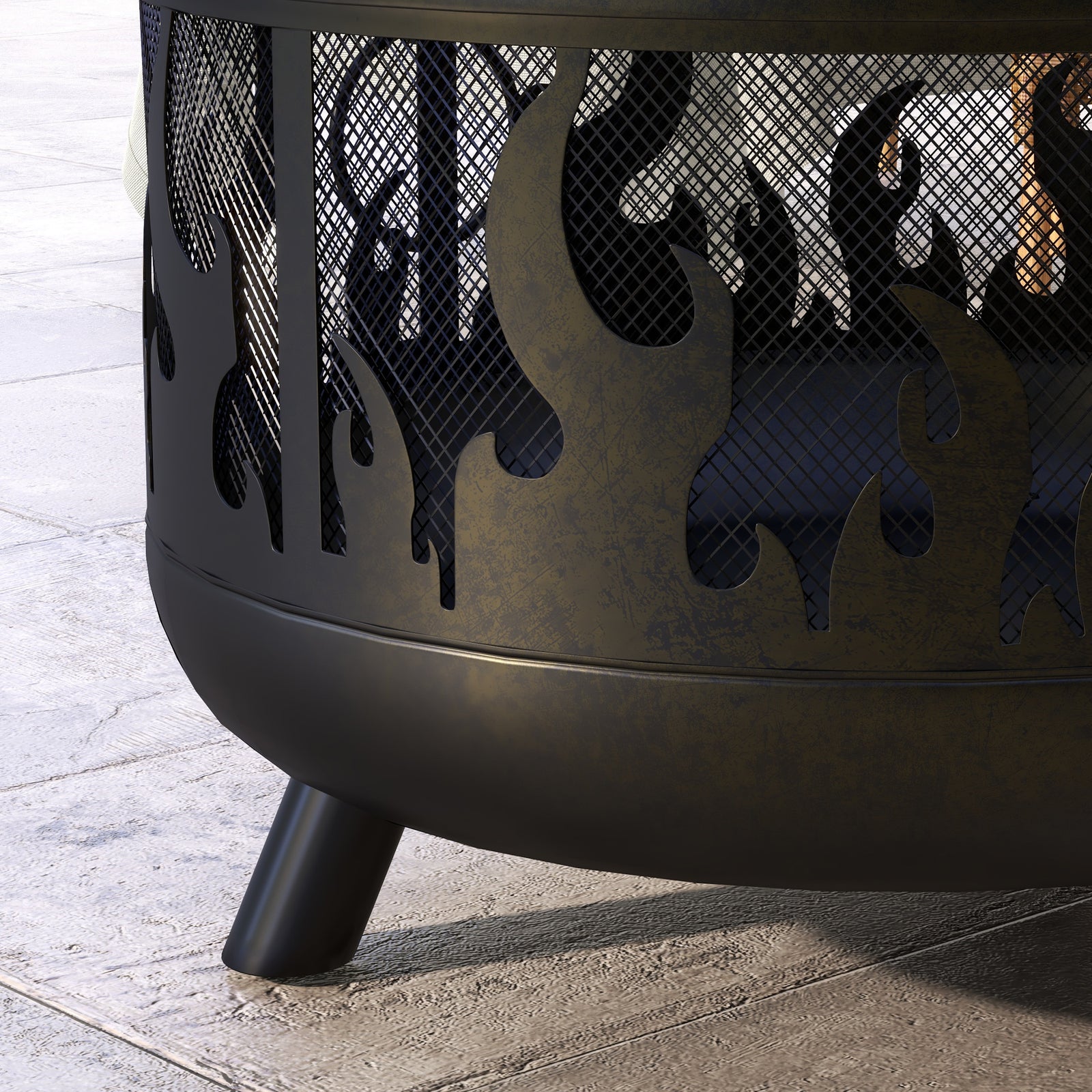61.5cm 2-in-1 Fire Pit & Bbq Garden Heater