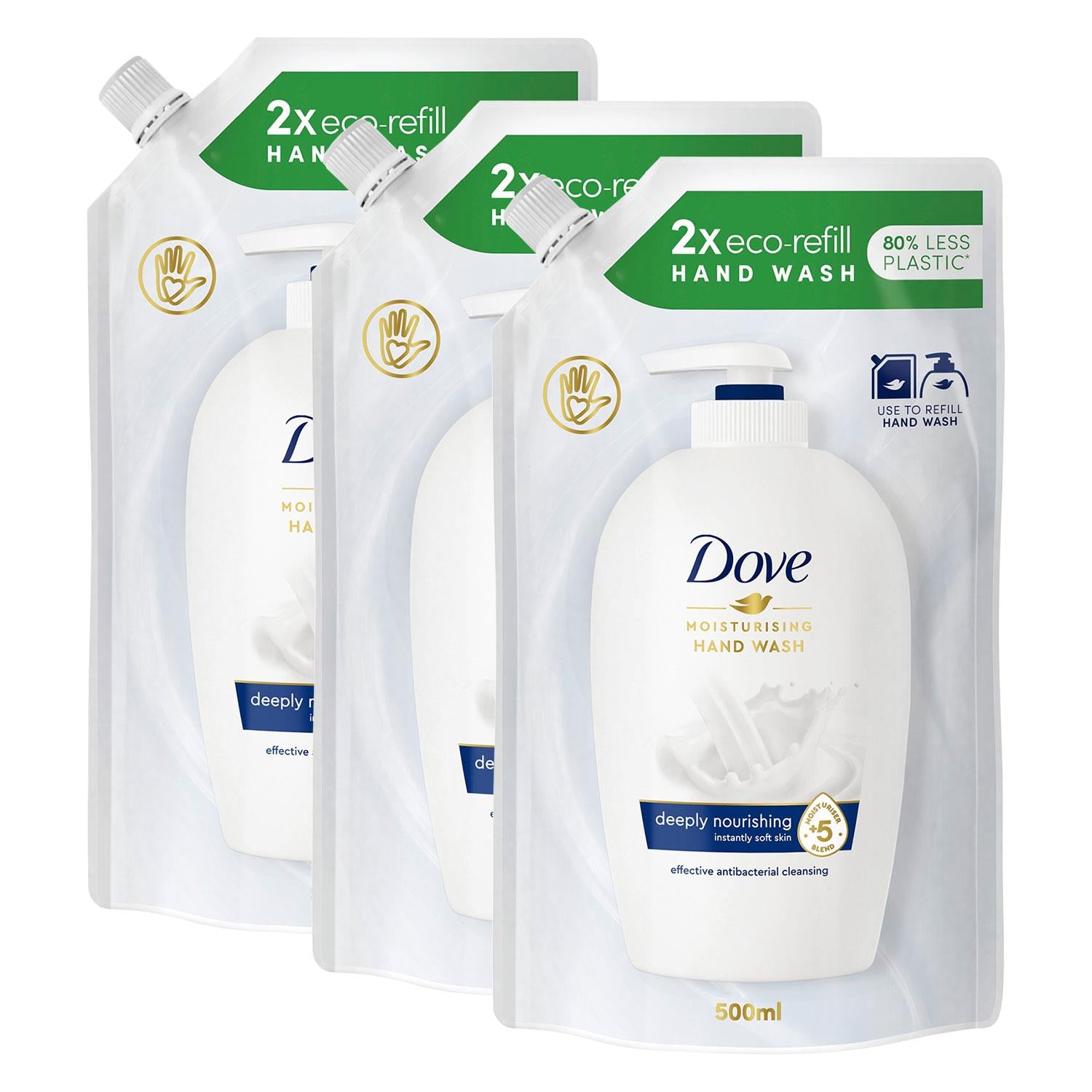 Moisturising Liquid Hand Wash Eco-refill For Instantly Soft Skin 500ml, 3pk