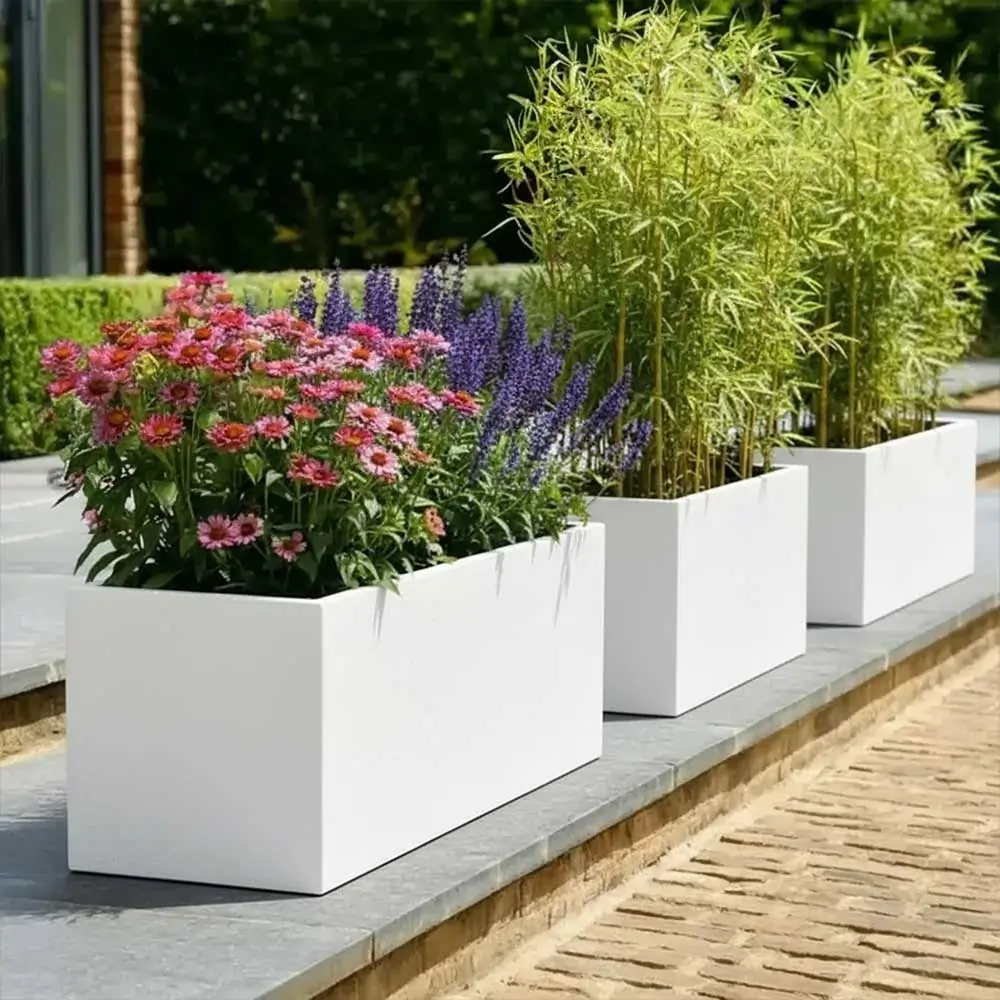 Zinc Galvanised Trough Planter | 75cm x 32cm x 32cm | White