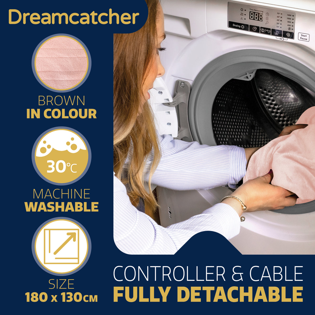 Deluxe  Xl Electric Throw Heated Double Over Blanket Soft Fleece 9 Heat & 12hr Timer Settings | XL | Pink