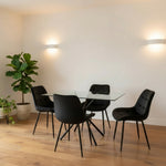 Miami Dining Table With 4 Erica Velvet Chairs | Black