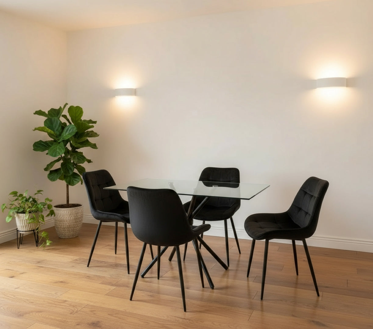 Miami Dining Table With 4 Erica Velvet Chairs | Black