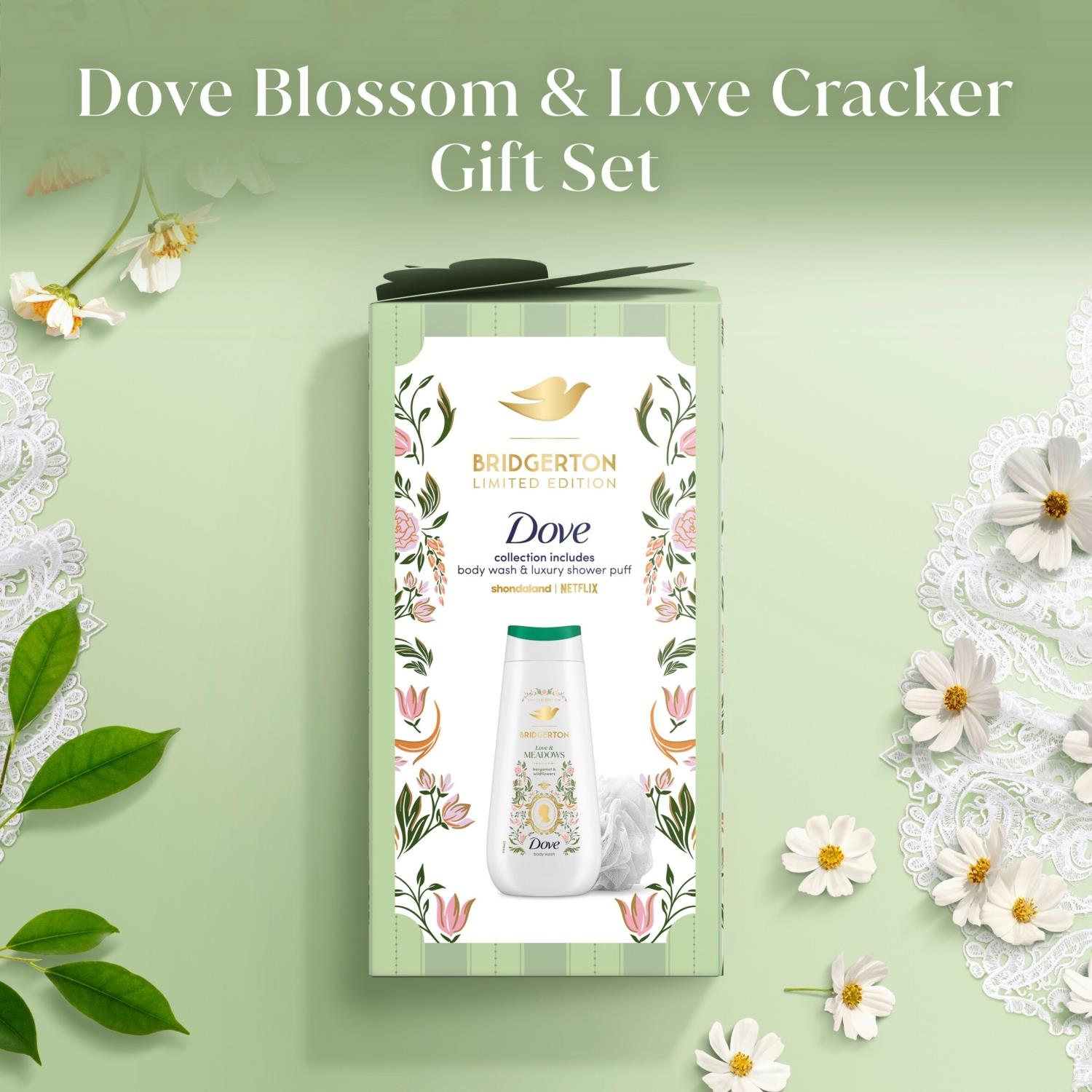 DOVE Blossom & Love Cracker Gift Set: Bridgerton Body Wash