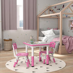 3 Pcs Height Adjustable Kids Table And Chair Set For Playroom | Pink