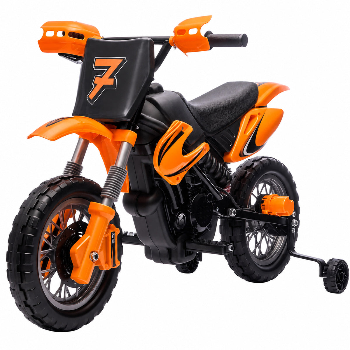 12v Kids Electric Motorbike With Dual Motors Training Wheels | Orange
