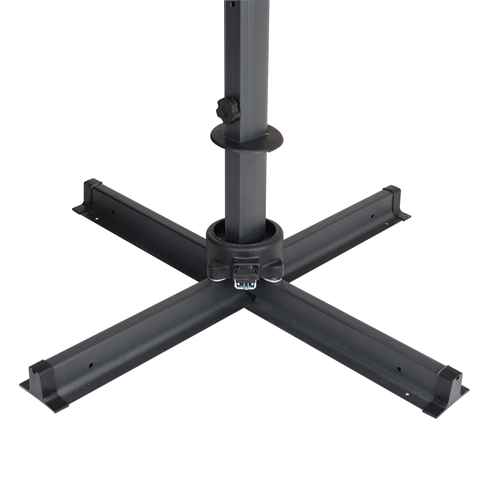 Large Square Patio Parasol With Durable Polyester Canopy, Pa Waterproof Coating, Adjustable Height, 360° Foot Pedal Rotation With Cross Base & Round Base | One Size | Dark Grey