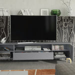 Tide Crest Gold Tv Unit 200cm - Fluted Design | Dark Grey