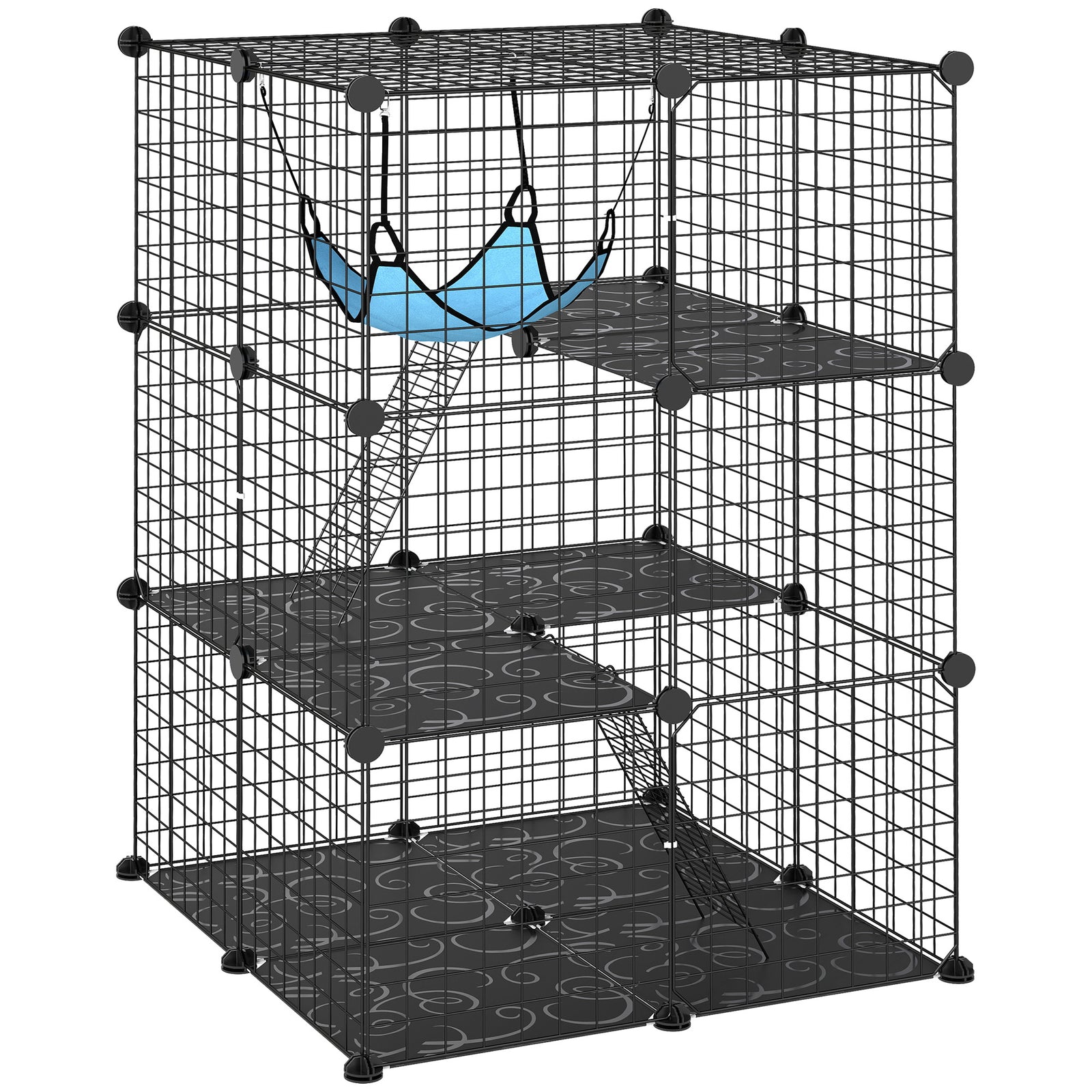 Indoor Cat Cage With Diy Customisable Design | 105cm | Black
