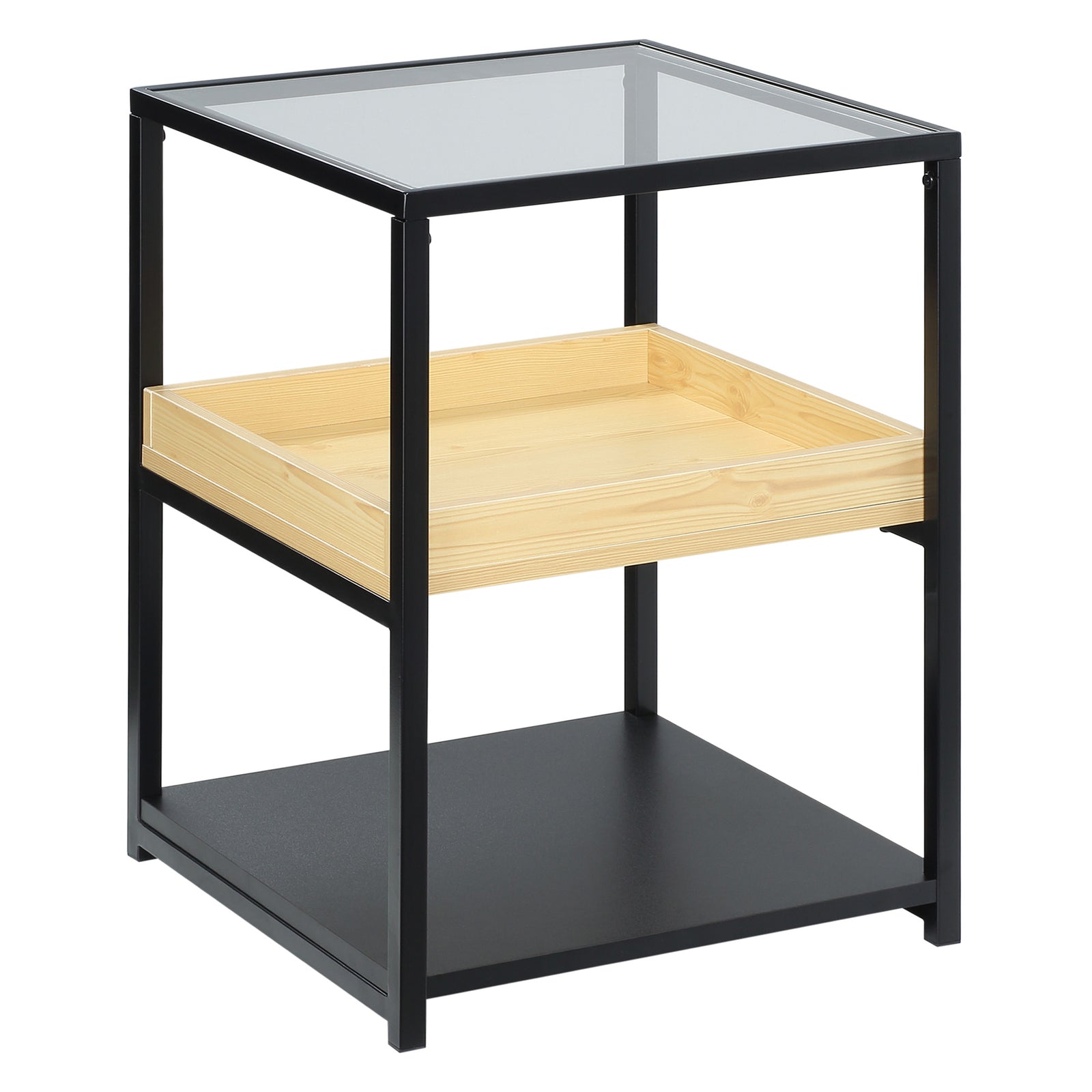 Industrial Side Table W/ 3-tier Storage Shelves | Natura