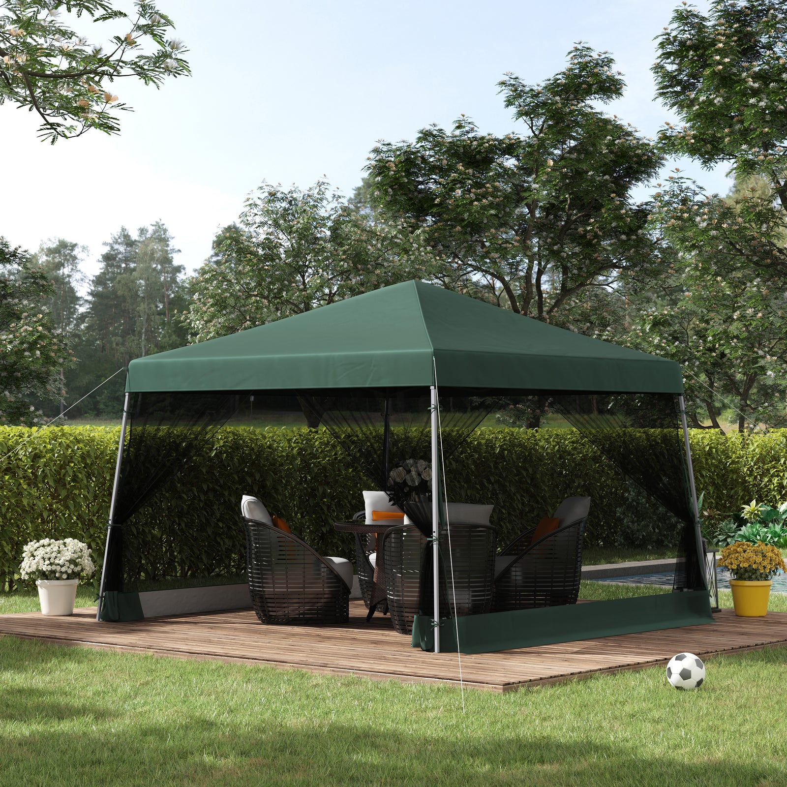 Outdoor Pop-up Gazebo, 3.5x3.5m, Mesh Sides